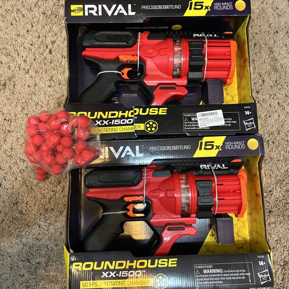 🔫 NERF Bundle 2-Rival Roundhouse XX 1500 Blaster Red + Extra 1000 Rounds NEW!